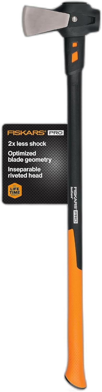 Fiskars 8 lb. Splitting Maul - 36" Shock-Absorbing, Comfort Grip Handle - Rust Resistant Forged Steel Blade - Wood Splitter Maul for Hardwood - Split Wood for Campfires - Bushcraft Gear