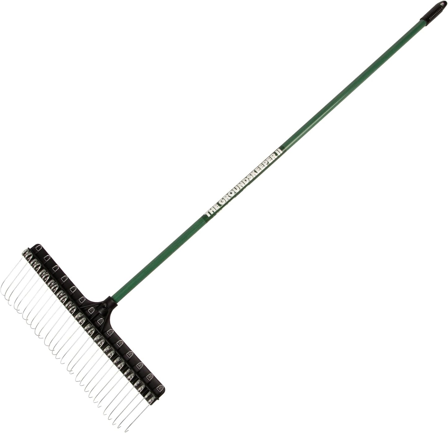 Green Rake 55-inch Lightweight Fiberglass Handle, 21-inch Head, Durable Steel Tines for Gardening, De-Thatching or Professional Landscaping