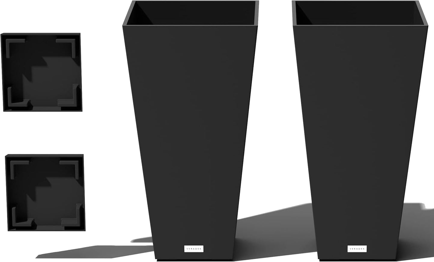 Veradek V-Resin Indoor/Outdoor Taper Planter, Set of 2 (30 inch, Black)