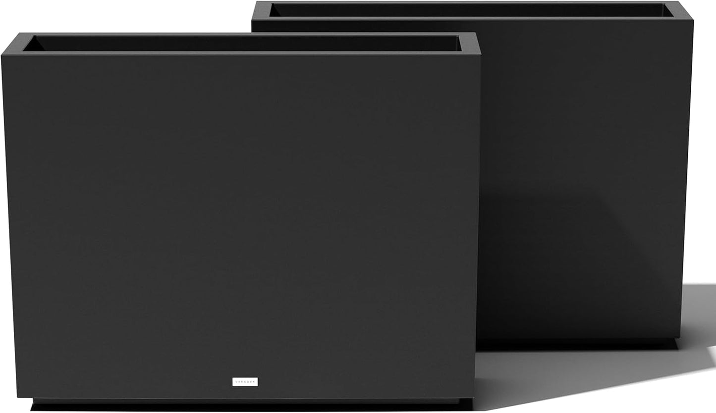 Veradek Block Series Span Plastic Planter - Tall Rectangular Planter for Indoor or Outdoor Patio/Porch | Durable All-Weather with Removable Insert Bucket | Modern Design for Plants, Flowers, Garden