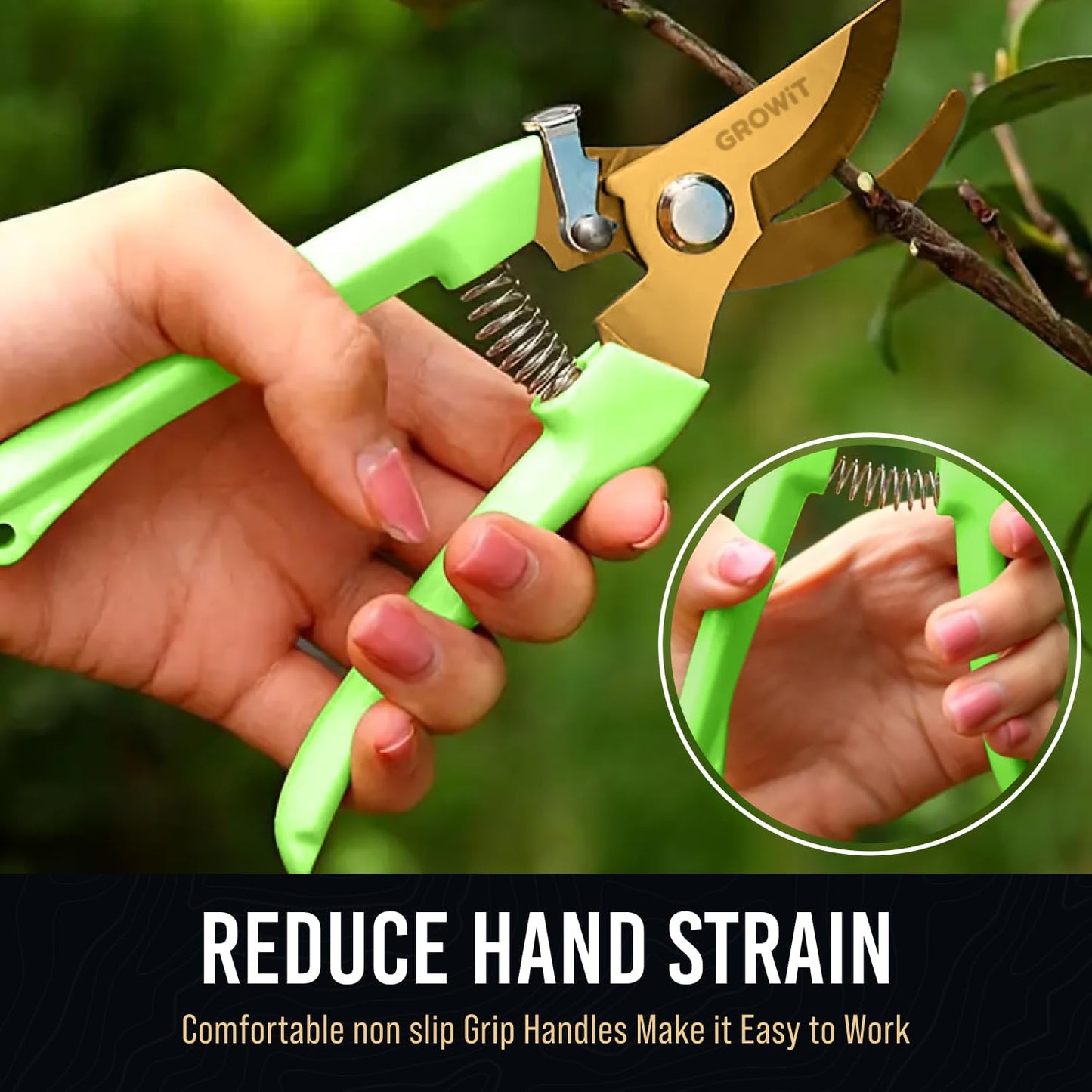 Pruning Shears & Gardening Scissors Set - 7" Titanium Coated Sharp Garden Clippers, Stainless Steel Flower Shears for Plant - Garden Pruners, Florist Scissors with Non-Slip Grip