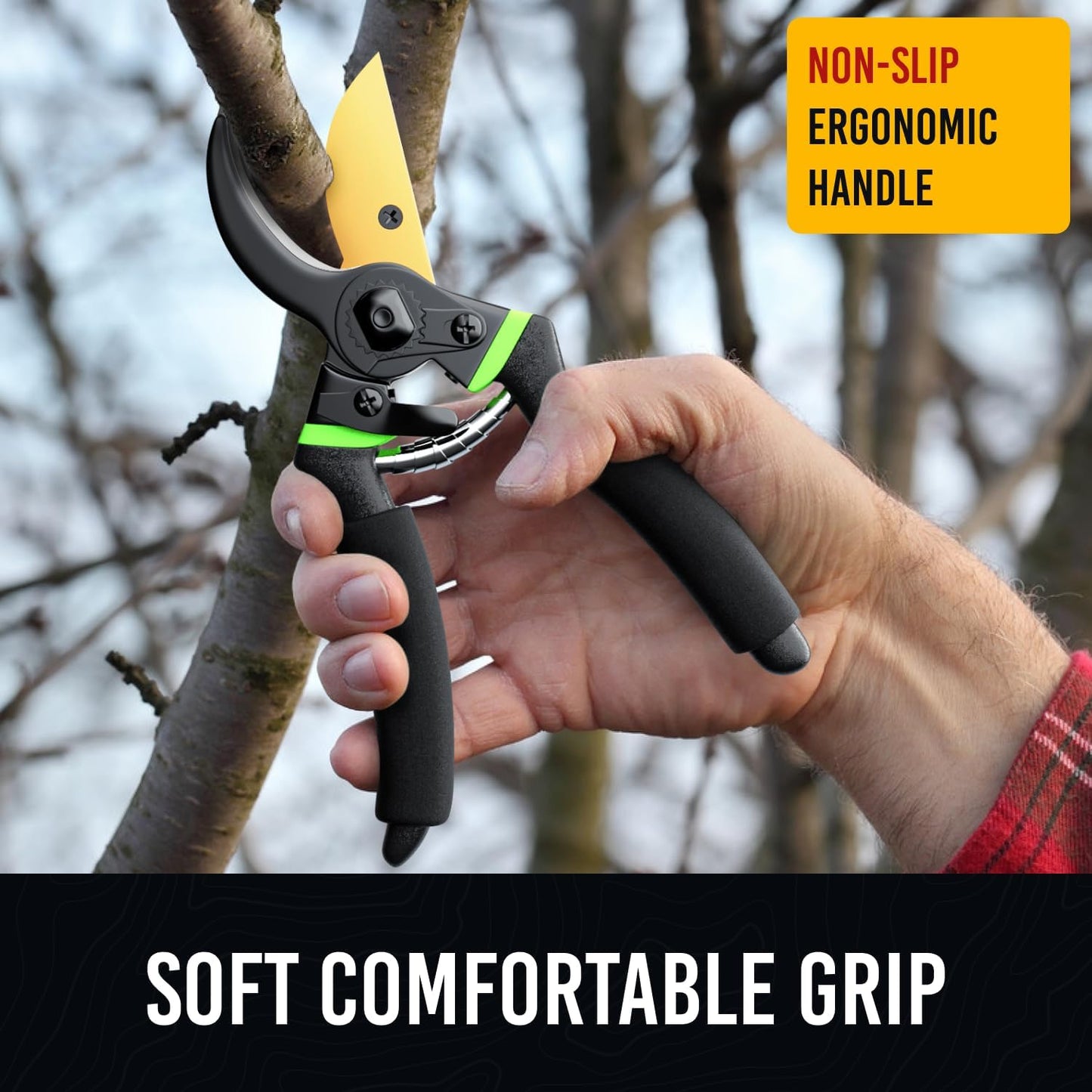 8.5" Titanium Bypass Pruning Shears (T13) - Razor Sharp Premium Garden Shears Clippers Pruners - Heavy Duty Garden Scissors - Rust Resistant Blade