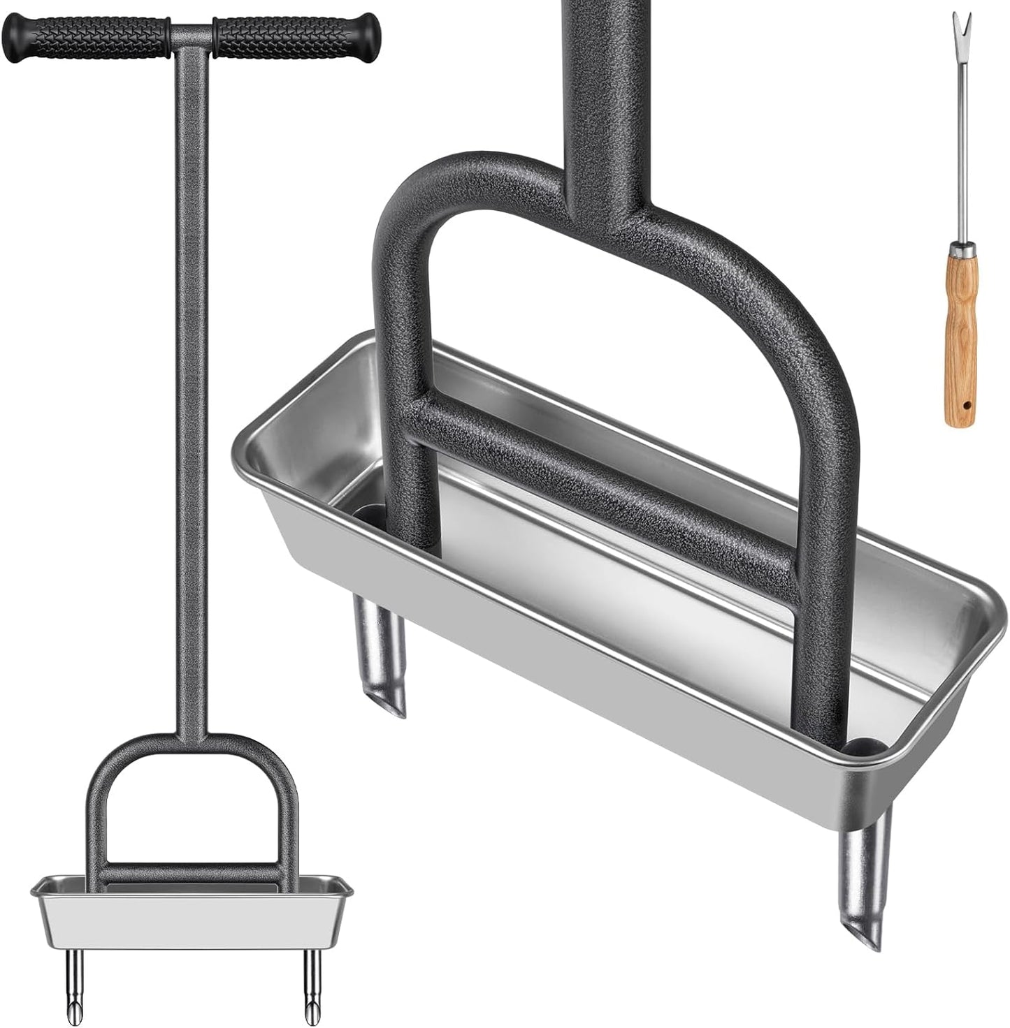 Dolibest Lawn Coring Aerator, Stainless Steel 4 Corer Plug Aerator Tool with Soft Rubber Grip, Manual Grass Aerating Tool, Garden Tool & Cleaning Hand Tool for Loosening Soil and Improving Lawn Health