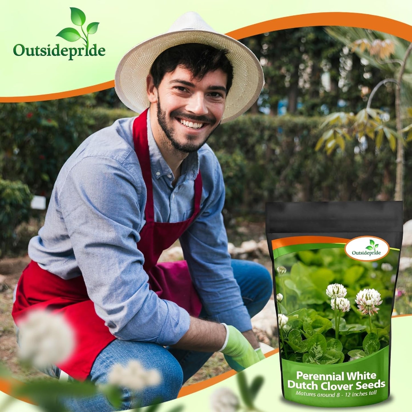 Outsidepride Perennial White Dutch Clover Seed - 5 lbs. Nitrocoated, Inoculated Clover Seeds for Lawn Alternative, Erosion Control, Food Plots, Ground Cover, & Pasture Mixtures in USDA Zones 3-10