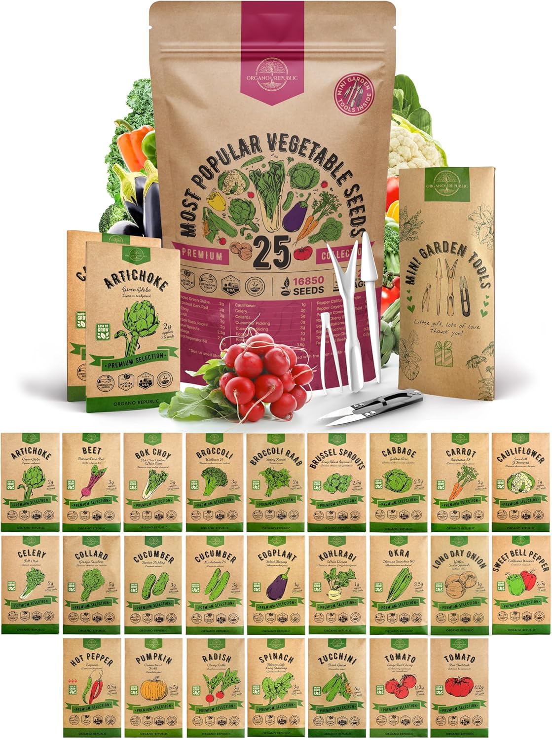 55 Vegetable Seeds Variety Pack - 35,600+ Non-GMO Heirloom Seeds for Planting Vegetables and Fruits in Individual Seed Packets, Home Garden Seeds for Hydroponic, Indoor and Outdoors Gardening