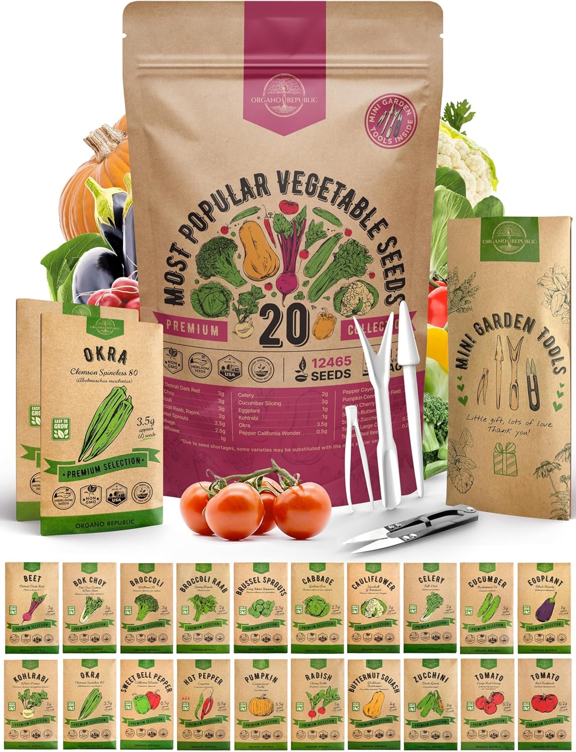55 Vegetable Seeds Variety Pack - 35,600+ Non-GMO Heirloom Seeds for Planting Vegetables and Fruits in Individual Seed Packets, Home Garden Seeds for Hydroponic, Indoor and Outdoors Gardening