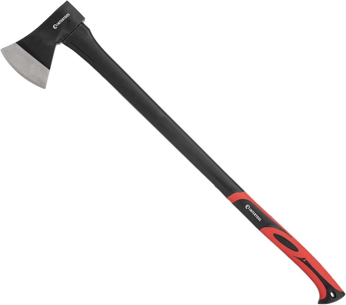 INTERTOOL 36” Wood Chopping Axe, 2.8 Lbs, Long Tree Felling Ax, Firewood Cutting, Shock Absorbing Fiberglass Anti-Slip Handle with Blade Cover HT-0264
