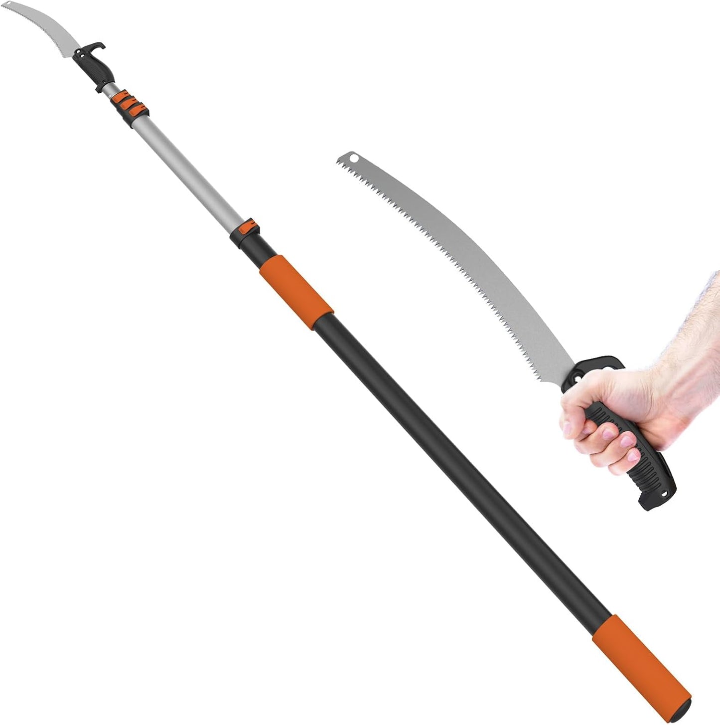 26FT Pole Saw, Telescoping Tree Trimmer with 5-20FT Extension Pole, Manual Branches Pruner for Backyard