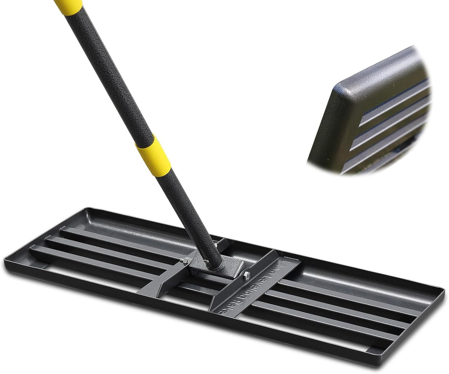 Professional Lawn Leveling Rake 27x10 Heavy Duty - Oversized Leveling Tool with 80" Rustproof Steel Handle, Foldable Landscape Grading Rake for Soil Sand Topdressing & Seeding