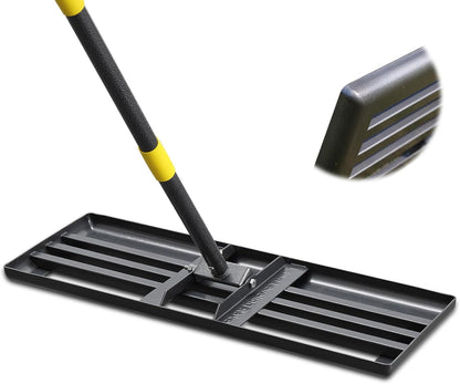 Professional Lawn Leveling Rake 27x10 Heavy Duty - Oversized Leveling Tool with 80" Rustproof Steel Handle, Foldable Landscape Grading Rake for Soil Sand Topdressing & Seeding