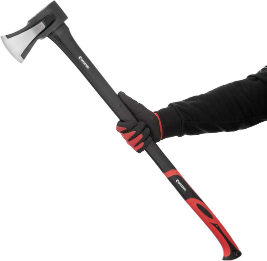 INTERTOOL Log Splitting Maul Axe - 36” Wood Chopping Ax with Rust Resistant Steel, Shock Absorbing Fiberglass Anti-Slip Handle, & Blade Sheath Cover - HT-0275