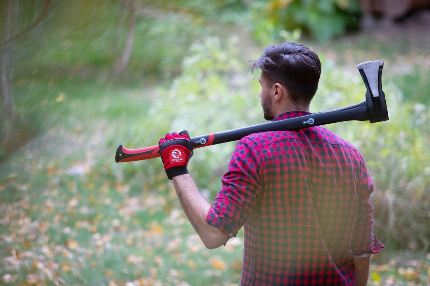 INTERTOOL Log Splitting Maul Axe - 36” Wood Chopping Ax with Rust Resistant Steel, Shock Absorbing Fiberglass Anti-Slip Handle, & Blade Sheath Cover - HT-0275