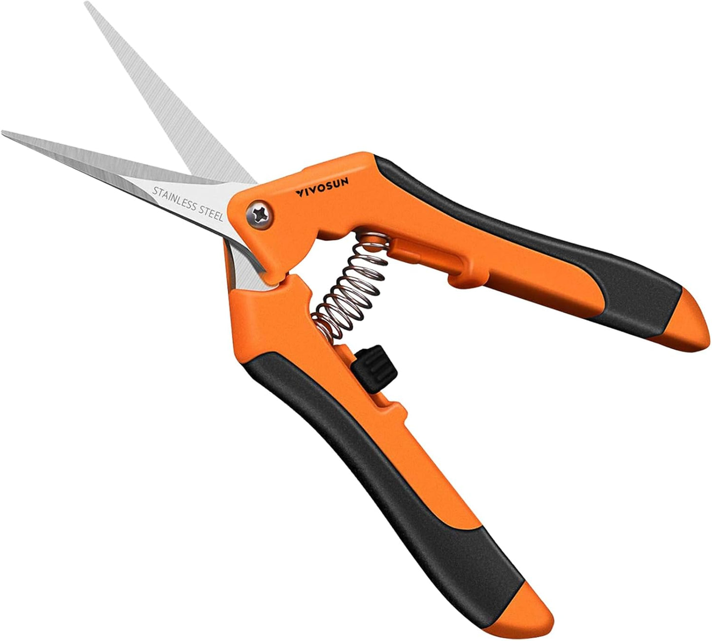 6.5 Inch Gardening Scissors Hand Pruner Pruning Shear with Straight Stainless Steel Blades Orange 1-Pack