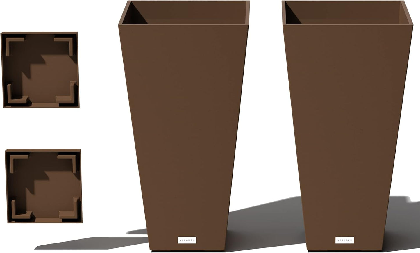 Veradek V-Resin Indoor/Outdoor Taper Planter, Set of 2 (30 inch, Black)