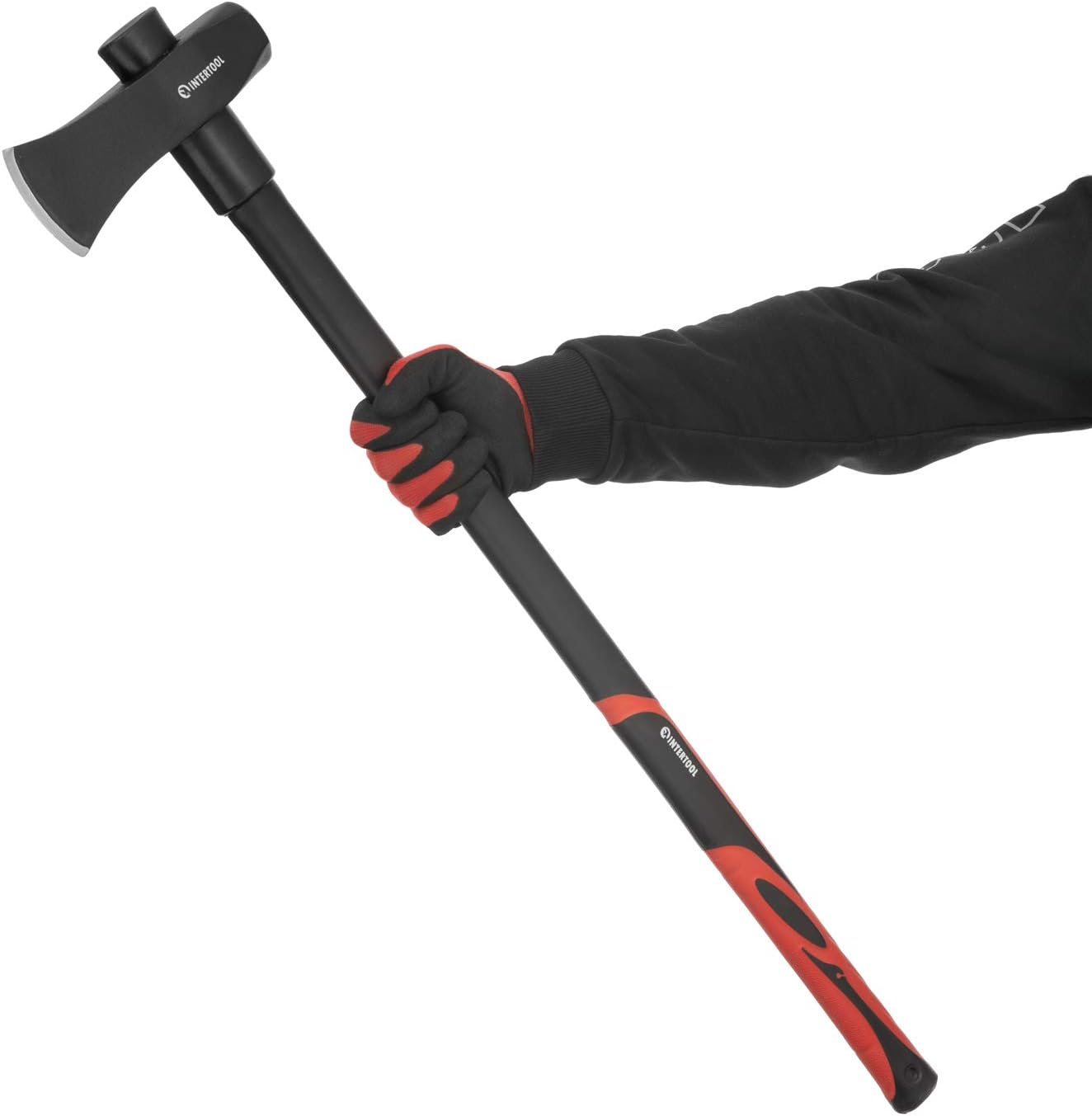 INTERTOOL 36” Wood Chopping Axe, 2.8 Lbs, Long Tree Felling Ax, Firewood Cutting, Shock Absorbing Fiberglass Anti-Slip Handle with Blade Cover HT-0264