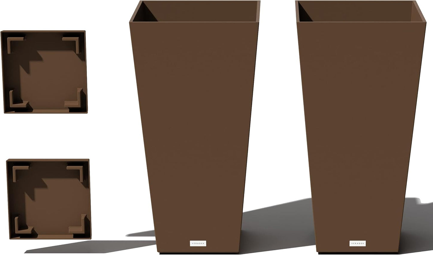 Veradek V-Resin Indoor/Outdoor Taper Planter, Set of 2 (30 inch, Black)