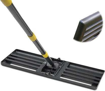Professional Lawn Leveling Rake 27x10 Heavy Duty - Oversized Leveling Tool with 80" Rustproof Steel Handle, Foldable Landscape Grading Rake for Soil Sand Topdressing & Seeding