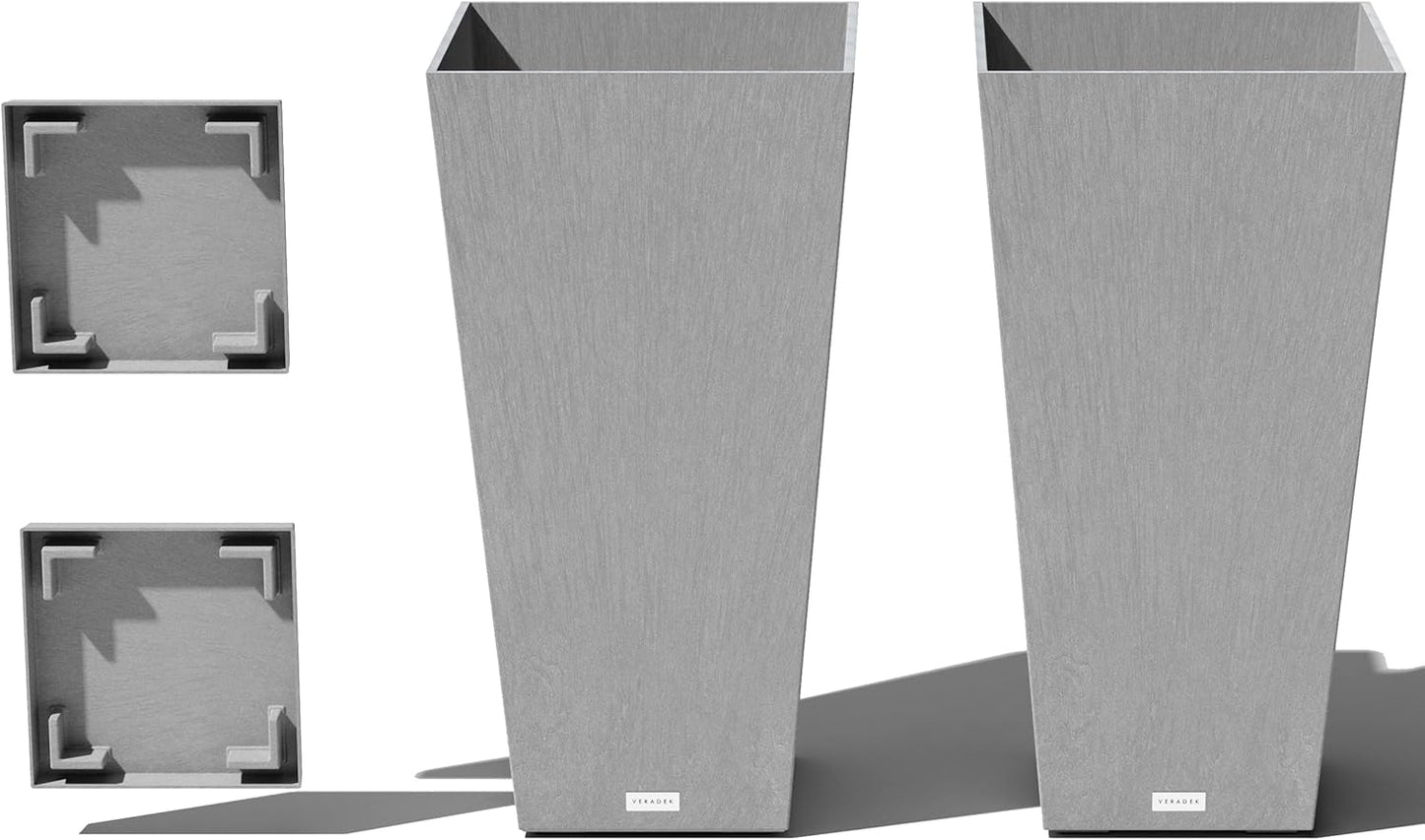 Veradek V-Resin Indoor/Outdoor Taper Planter, Set of 2 (30 inch, Black)