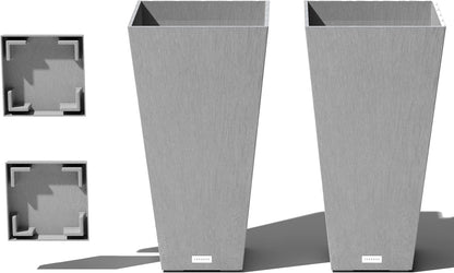Veradek V-Resin Indoor/Outdoor Taper Planter, Set of 2 (30 inch, Black)
