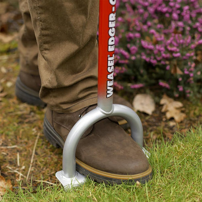 GARDEN WEASEL Edger-Chopper – Black Grip | Manual Lawn Edger Tool for Garden Beds, Sidewalks, Patios & Landscaping | T-Handle, Half Moon Blade | 91716-A