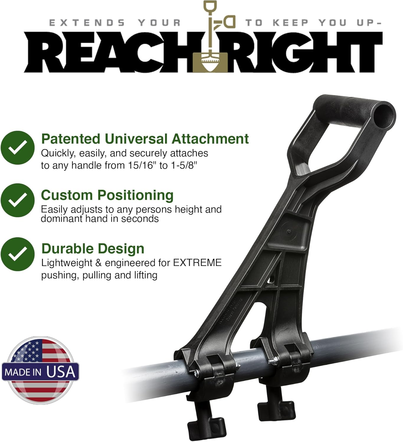 Back Saving Attachment, Converts Regular Tool Into Ergonomic Yard Tool, Back Saver Shovel Handle Attachment for Weed Eater, String Trimmer, Shovel, Rake, Gardening Tools