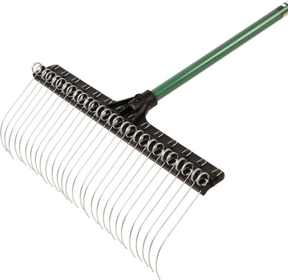 Green Rake 55-inch Lightweight Fiberglass Handle, 21-inch Head, Durable Steel Tines for Gardening, De-Thatching or Professional Landscaping