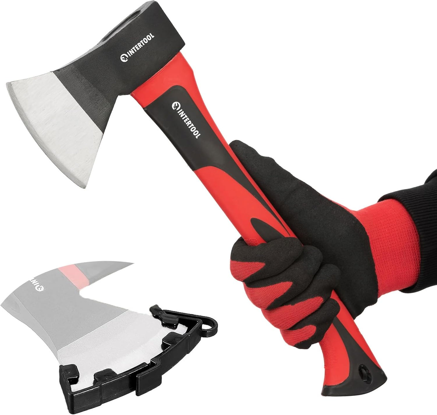 INTERTOOL 36” Wood Chopping Axe, 2.8 Lbs, Long Tree Felling Ax, Firewood Cutting, Shock Absorbing Fiberglass Anti-Slip Handle with Blade Cover HT-0264