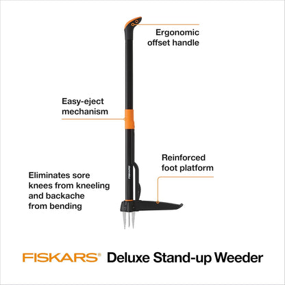 Fiskars 4-Claw Stand Up Weed Puller Tool, Gardening Hand Weeding Tool with 39" Long Ergonomic Handle with Easy-Eject Mechanism