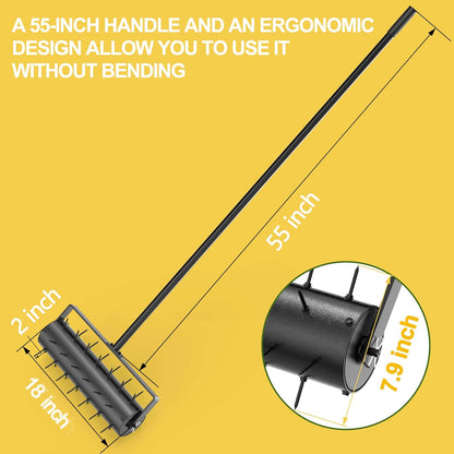 18-inch Lawn Aerator, Rolling Aerator Lawn Tool, Heavy Duty Lawn Aerator Tool, Grass Aerator & Garden Tools for Aeration & Soil Health