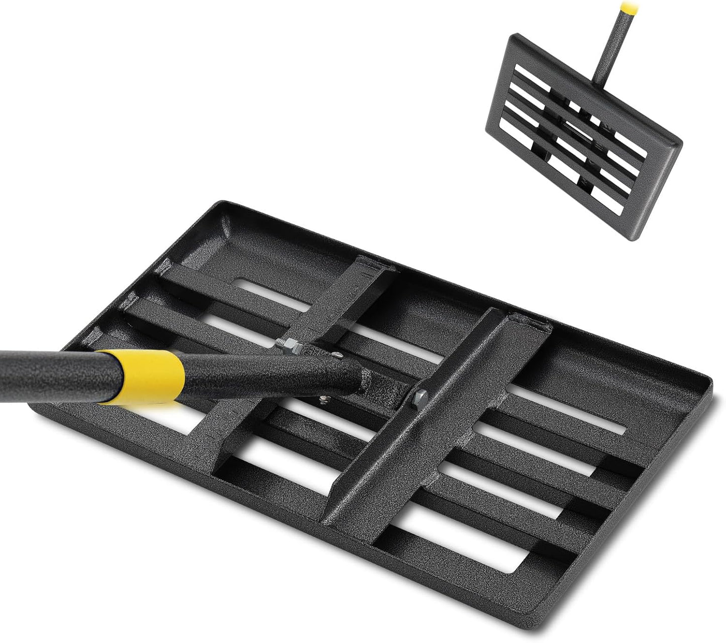 Professional Lawn Leveling Rake 27x10 Heavy Duty - Oversized Leveling Tool with 80" Rustproof Steel Handle, Foldable Landscape Grading Rake for Soil Sand Topdressing & Seeding