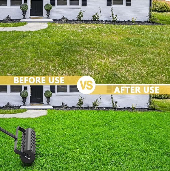 18-inch Lawn Aerator, Rolling Aerator Lawn Tool, Heavy Duty Lawn Aerator Tool, Grass Aerator & Garden Tools for Aeration & Soil Health