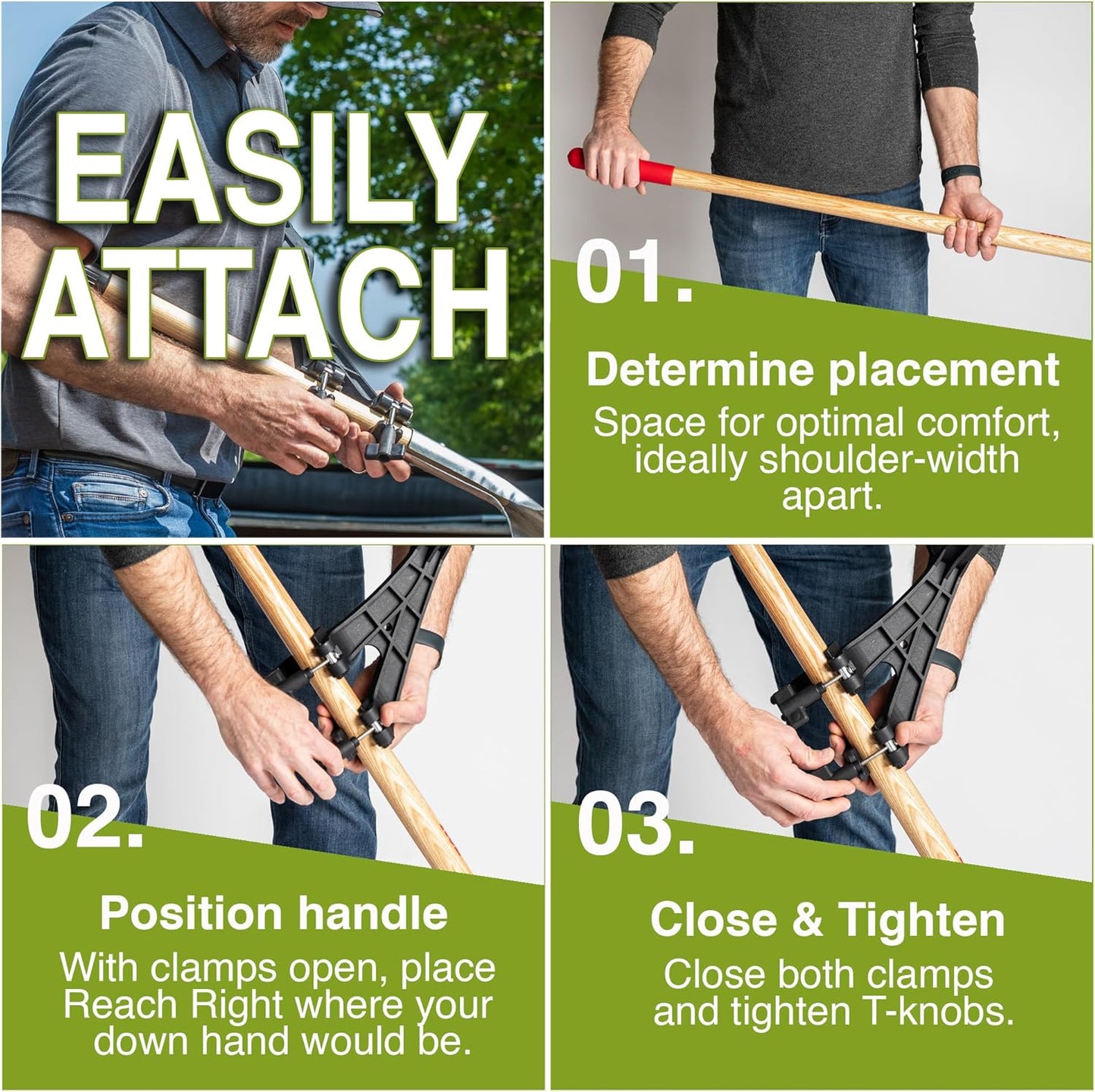Back Saving Attachment, Converts Regular Tool Into Ergonomic Yard Tool, Back Saver Shovel Handle Attachment for Weed Eater, String Trimmer, Shovel, Rake, Gardening Tools