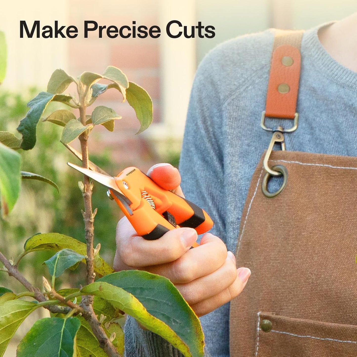 6.5 Inch Gardening Scissors Hand Pruner Pruning Shear with Straight Stainless Steel Blades Orange 1-Pack