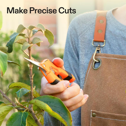 6.5 Inch Gardening Scissors Hand Pruner Pruning Shear with Straight Stainless Steel Blades Orange 1-Pack