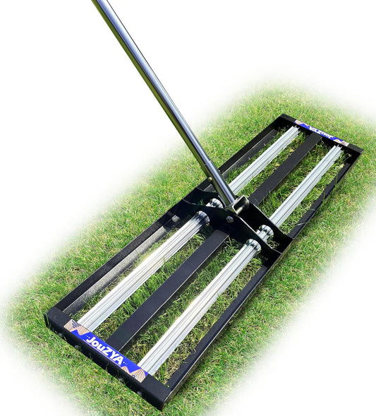 Updated Lawn Leveling Rake with Aluminum Rollers, Stainless Steel 30"x10" Levelawn Tool , Heavy-Duty Lawn Leveler with 80" Extended Handle, Yard Leveling Rake Suit for Garden, Golf Lawn, Farm
