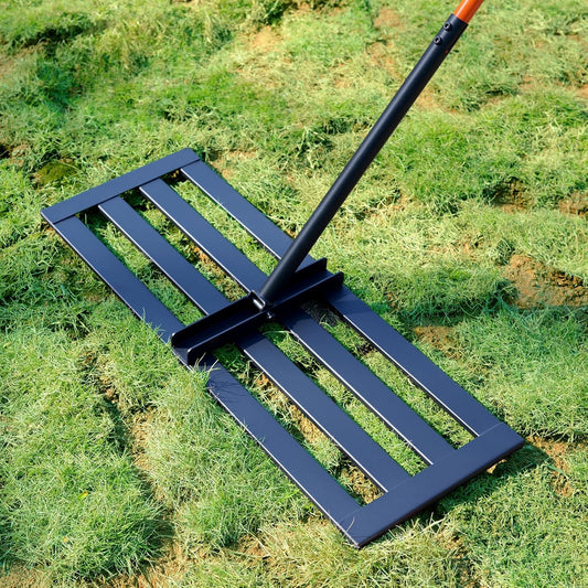Lawn Leveling Rake, 30''x10'' Leveling Rake, 78 inch Handle Length, Stainless Steel, Adjustable Handle for Backyard, Garden, Golf Course, Farm ＆ Pasture, Professional Lawn Care Tool