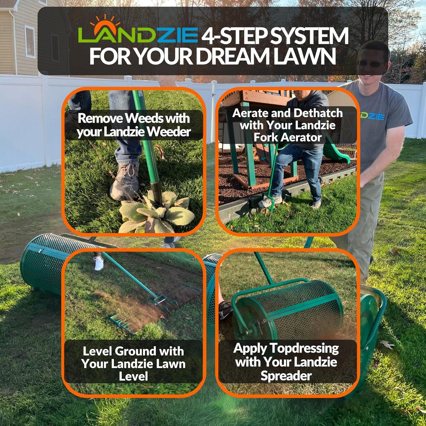 LANDZIE Lawn Leveling Rake – 36" Steel Handle Yard Leveler, Lawn Level Tool for Creating a Flat Surface - Works for Soil, Dirt, Topdressing, and Ground