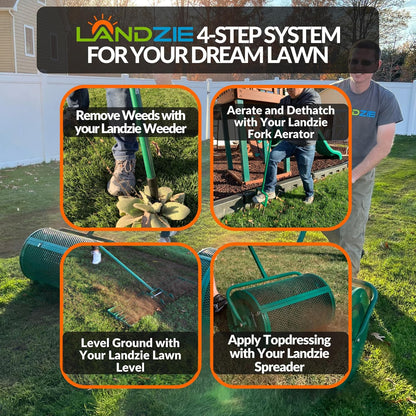 LANDZIE Lawn Leveling Rake – 36" Steel Handle Yard Leveler, Lawn Level Tool for Creating a Flat Surface - Works for Soil, Dirt, Topdressing, and Ground