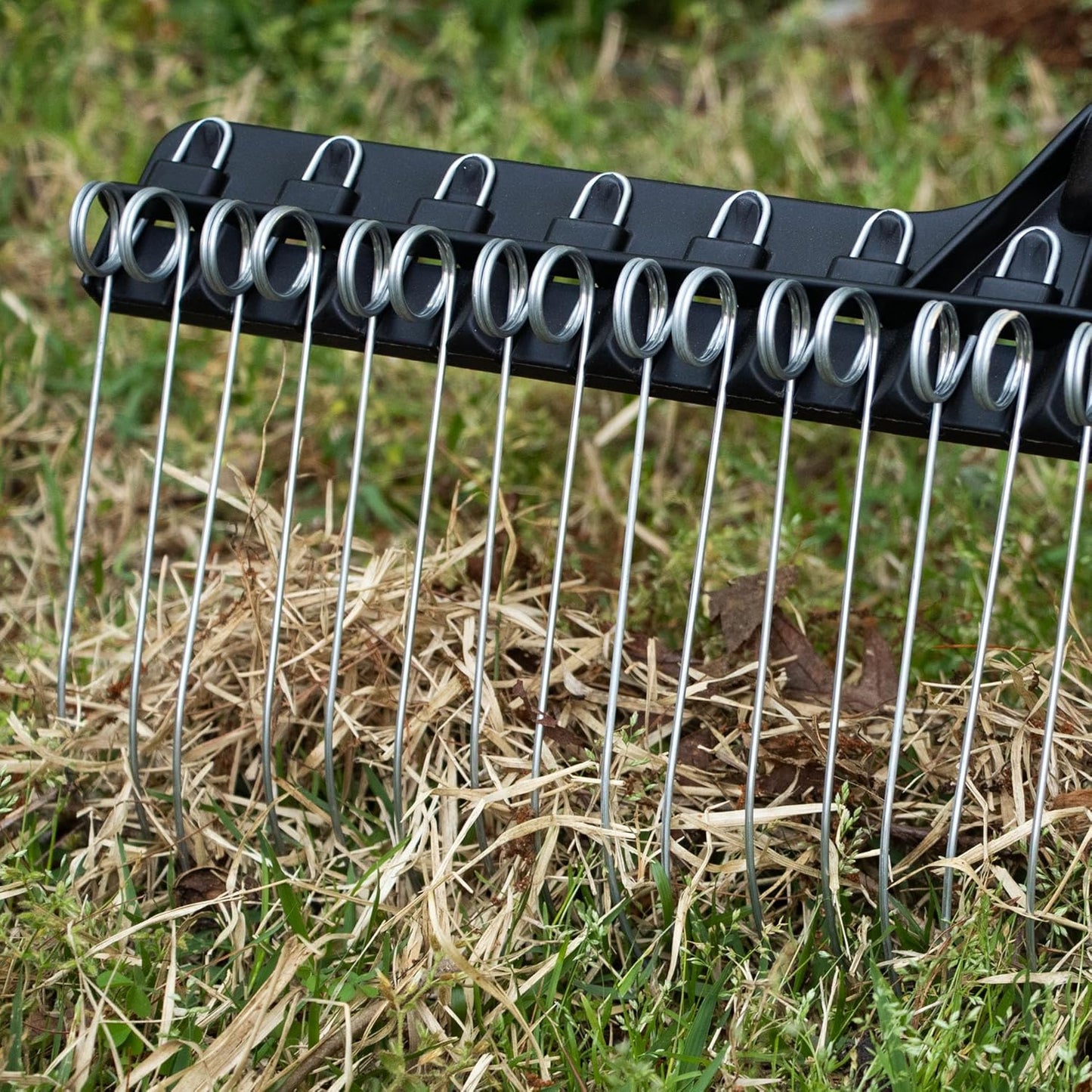 Green Rake 55-inch Lightweight Fiberglass Handle, 21-inch Head, Durable Steel Tines for Gardening, De-Thatching or Professional Landscaping