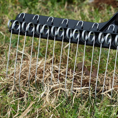 Green Rake 55-inch Lightweight Fiberglass Handle, 21-inch Head, Durable Steel Tines for Gardening, De-Thatching or Professional Landscaping